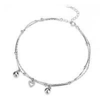 Fashion Sterling Silver Anklet, 925 Sterling Silver, silver color plated, micro pave cubic zirconia & for woman, silver color, 230mm, Sold By PC