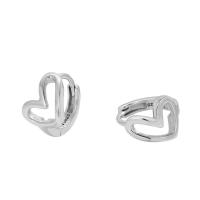 925 Sterling Silver Huggie Hoop Earring Heart silver color plated fashion jewelry & for woman silver color 8mm Sold By Pair