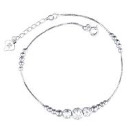 Srebrna bransoletka ze srebra próby 925, 925 Srebro, Platerowane w kolorze srebra, biżuteria moda & dla kobiety, srebro, 245mm, sprzedane przez PC
