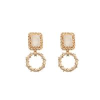 Zinc Alloy Drop Earrings with Resin Geometrical Pattern gold color plated for woman & hollow Sold By Pair