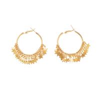 Boucles d'oreilles en alliage de zinc, étoile, Placage de couleur d'or, bijoux de mode & pour femme, 52x60mm, Vendu par paire