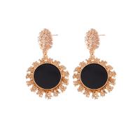 Zinc Alloy Drop Earrings Flower gold color plated for woman & enamel Sold By Pair