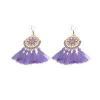 Fashion Fringe Earrings Zinc Alloy with Polyester gold color plated for woman & enamel Sold By Pair