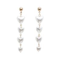 Zinc Alloy Drop Earrings Plastic Pearl with Zinc Alloy Heart gold color plated fashion jewelry & for woman Sold By Pair