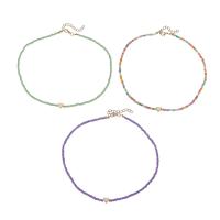 Mode Multi Layer halsband, Glass Seed Beads, med Zink Alloy, med 1.96inch extender kedja, Hjärta, guldfärg pläterade, tre stycken & för kvinna, Längd Ca 15.6 inch, Säljs av Ställ