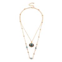 Multi Layer Necklace, Tibetan Style, with 1.96inch extender chain, Evil Eye, gold color plated, Double Layer & for woman & with rhinestone, nickel, lead & cadmium free, Length:Approx 15.5 Inch, Approx 21.2 Inch, Sold By PC