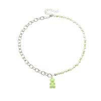 Plastové perlový náhrdelník, Plastové Pearl, s Pryskyřice & Zinek, Nést, módní šperky & pro ženy, více barev na výběr, 22x12mm, Délka Cca 15.8 inch, Prodáno By PC