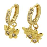 asymmetrische Ohrringe, Messing, goldfarben plattiert, Micro pave Zirkonia & für Frau, 27mm,24mm, verkauft von Paar
