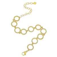 Цирконий Micro Pave латунь Браслет, Латунь, Кольцевая форма, плакирован золотом, инкрустированное микро кубического циркония & Женский & отверстие, длина:Приблизительно 8 дюймовый, продается PC