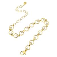 Cubic Zirconia Micro Pave Brass Bracelet, gold color plated, micro pave cubic zirconia & for woman, Length:Approx 10 Inch, Sold By PC