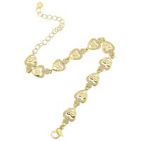 Bracelet cubique en laiton zircon pavent, croix, Placage de couleur d'or, pavé de micro zircon & pour femme, Longueur:Environ 10 pouce, Vendu par PC