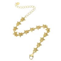 Cubic Zirconia Micro Pave Brass Bracelet, Star, gold color plated, micro pave cubic zirconia & for woman, Length:Approx 9.5 Inch, Sold By PC