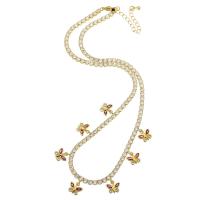 Cubic Zircon Micro Pave Brass Necklace, Butterfly, gold color plated, micro pave cubic zirconia & for woman, multi-colored, Length:Approx 18.5 Inch, Sold By PC
