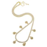 Cubic Zircon Micro Pave Brass Necklace, gold color plated, micro pave cubic zirconia & for woman, Length:Approx 18 Inch, Sold By PC