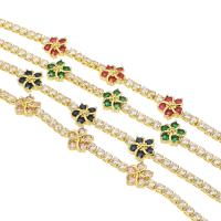 Befestiger Zirkonia Messing Armband, Blume, goldfarben plattiert, Micro pave Zirkonia & für Frau, keine, Länge:ca. 9 ZollInch, verkauft von PC