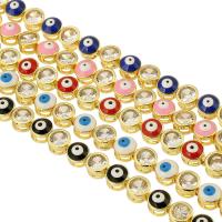 Evil Eye Jewelry Bracelet, Brass, gold color plated, micro pave cubic zirconia & for woman & enamel, more colors for choice, Length:Approx 10.5 Inch, Sold By PC