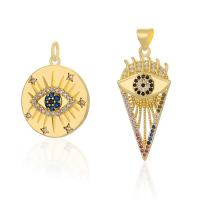 Cubic Zirconia Micro Pave Brass Pendant gold color plated fashion jewelry & micro pave cubic zirconia & for woman nickel lead & cadmium free Sold By PC