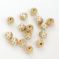 Fashion Evil Eye Jewelry Beads Brass 18K gold plated DIY & micro pave cubic zirconia & enamel nickel lead & cadmium free 10mm Approx 2mm Sold By Bag