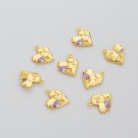 Cubic Zirkonia (CZ) Messing Anhänger, Herz, 18K vergoldet, DIY & Micro pave Zirkonia, keine, frei von Nickel, Blei & Kadmium, 15.50x15x3.50mm, 10PCs/Tasche, verkauft von Tasche