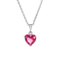 Fashion Necklace Jewelry, Copper Alloy, Heart, fashion jewelry & for woman & with rhinestone, more colors for choice, nickel, lead & cadmium free, 15mm, Length:Approx 17.95 Inch, Sold By PC