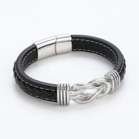 PU Leather Cord Bracelets 304 Stainless Steel with PU Leather polished fashion jewelry & for woman 215mm Sold By PC
