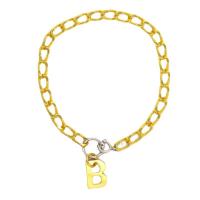 Titanium Steel Necklace, Letter B, gold color plated, fashion jewelry & Unisex, two different colored, 20mm, Length:41.5 cm, Sold By PC