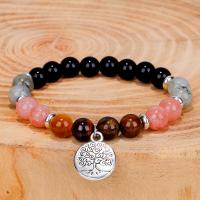 Gemstone Bracelets Zinc Alloy with Gemstone Natural & fashion jewelry & for woman multi-colored 15mm Sold Per 17 cm Strand