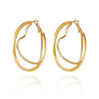 Zinc Alloy Drop Earrings Heart plated fashion jewelry & for woman 50mm Sold By Pair