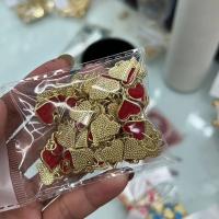 Латунные подвески-сердце, Латунь, Сердце, плакирован золотом, Мужская & эмаль, красный, не содержит никель, свинец, 12mm, продается PC