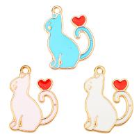 Tibetan Style Enamel Pendants, Cat, gold color plated, Unisex, more colors for choice, nickel, lead & cadmium free, 18x25mm, Approx 100PCs/Bag, Sold By Bag