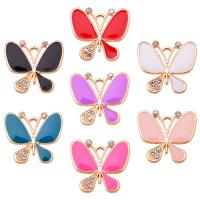 Zinc Alloy Enamel Pendants Butterfly gold color plated Unisex & with rhinestone nickel lead & cadmium free Approx Sold By Bag