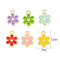 Tibetan Style Enamel Pendants, Flower, gold color plated, Unisex, more colors for choice, nickel, lead & cadmium free, 8x12mm, Approx 100PCs/Bag, Sold By Bag
