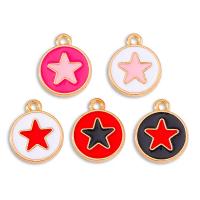 Tibetan Style Enamel Pendants, Flat Round, gold color plated, Unisex & different designs for choice, more colors for choice, nickel, lead & cadmium free, 12x14mm, Approx 100PCs/Bag, Sold By Bag