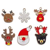 Zinc Alloy Christmas Pendants gold color plated Unisex & enamel nickel lead & cadmium free Approx Sold By Bag