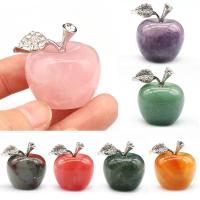 Gemstone Decoration, with Tibetan Style, Apple, silver color plated, different materials for choice & with rhinestone, more colors for choice, 30x40mm, Sold By PC