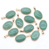 Gemstone Pendants Jewelry, with Brass, Oval, gold color plated, DIY & different materials for choice, more colors for choice, 19x26mm, Sold By PC