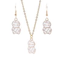Tibetan Style Jewelry Set, earring & necklace, Ghost, gold color plated, Halloween Design & 2 pieces & different styles for choice & for woman & enamel, white, nickel, lead & cadmium free, 2PCs/Set, Sold By Set