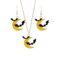 Tibetan Style Jewelry Set, earring & necklace, Bat, gold color plated, Halloween Design & 2 pieces & different styles for choice & for woman & enamel, mixed colors, nickel, lead & cadmium free, 2PCs/Set, Sold By Set