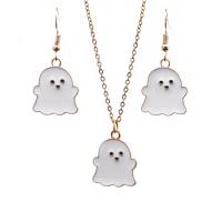 Zinc Alloy Jewelry Set earring & necklace Ghost gold color plated Halloween Design & 2 pieces & for woman & enamel nickel lead & cadmium free Sold By Set
