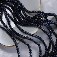 Perles de nacre rondes de culture d'eau douce, perle d'eau douce cultivée, DIY, couleur bleu foncé, 3.5-4mm, Vendu par Environ 37-38 cm brin