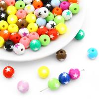 Gemalte-Acryl-Perlen, Acryl, rund, DIY & verschiedene Stile für Wahl, keine, 12mm, 10PCs/Tasche, verkauft von Tasche