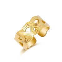 Anel de dedo de aço de partículas, Partículas de aço, Banhado a ouro 14K, joias de moda & para mulher, dourado, 20mm,9mm, vendido por PC