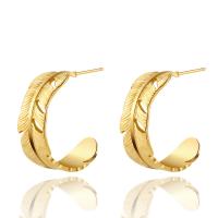 Titanium Steel  Earring, 14K gold plated, fashion jewelry & for woman, golden, 25mm, Sold By Pair