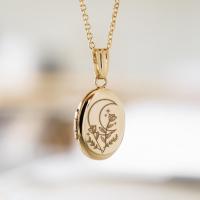 Fashion Locket Necklace Brass with 1.97inch extender chain 14K gold plated with photo locket & for woman golden nickel lead & cadmium free Length Approx 15.75 Inch Sold By PC