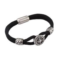 Cordon milanais bracelet, avec Acier inoxydable 316, ancre, poli, bijoux de mode & longueur différente pour le choix & pour homme & noircir, noire, 8mm, Vendu par PC