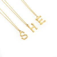 Collier d'acier titane, avec 5cm chaînes de rallonge, Lettre d’alphabet, bijoux de mode & lettres sont de A à Z & pour femme, doré, Longueur:42 cm, Vendu par PC