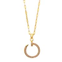 Cubic Zircon Micro Pave Brass Necklace with 5cm extender chain Donut gold color plated fashion jewelry & micro pave cubic zirconia & for woman golden nickel lead & cadmium free 16.50mm Length 40 cm Sold By PC