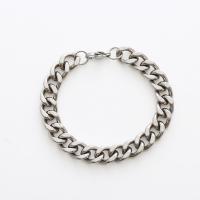 Titanium Steel Bracelet, Vacuum Ion Plating, fashion jewelry & Unisex & curb chain, more colors for choice, Length:21 cm, Sold By PC