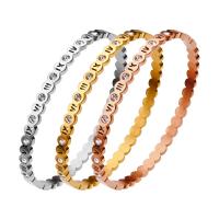 Titanium Steel Bangle Vacuum Ion Plating fashion jewelry & with roman number & micro pave cubic zirconia & for woman Inner Approx 58mm Sold By PC