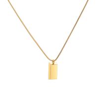 Titanium Steel Necklace, with 5cm extender chain, Square, Vacuum Ion Plating, fashion jewelry & for woman, golden, 6x15mm, Length:40 cm, Sold By PC